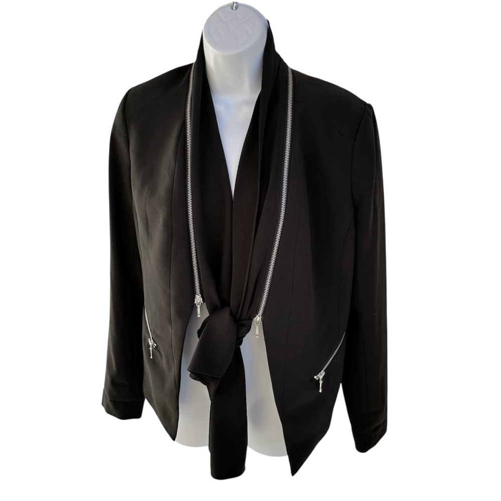 Trouvé Black Open Front with Tie and Zippered Detail Blazer - Small